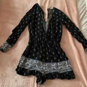 Printed blue romper